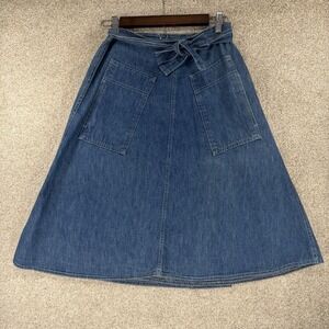 VTG Mushroom Brand Wrap Skirt Denim PocketsWestern Midi Cottagecore 70s 9/10